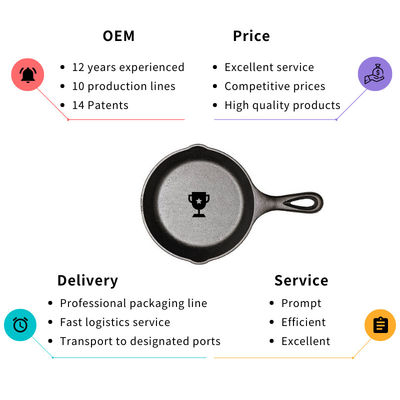 OEM ODM 주철 가마 팬 프리 단련된 후라이팬 26/30 센티미터