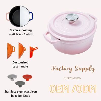 ISO9001 에나메일 된 Cast Iron Skillet Set With Casserole 네덜란드 오븐 / 프라이 팬