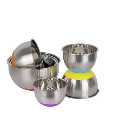 Lid 1.25L-5L 실리콘 바닥과 스테인레스 금속 샐러드 그릇