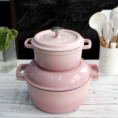 에나메일 된 Cast Iron Skillets 2 in 1 더블 네덜란드 오븐 요리 가구 세트