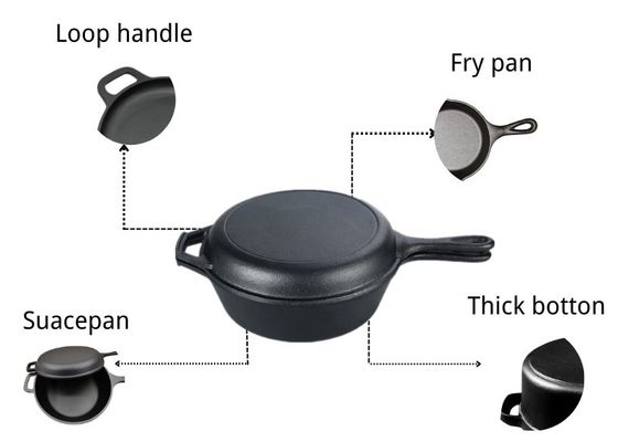 3.2Quart는 철 프라이팬 팬 캐서롤에게 야영하기 위한 1와 야외 요리에서 2를 던졌습니다