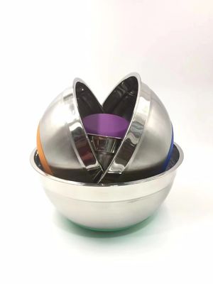 Lid 1.25L-5L 실리콘 바닥과 스테인레스 금속 샐러드 그릇