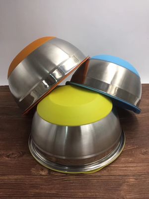 Lid 1.25L-5L 실리콘 바닥과 스테인레스 금속 샐러드 그릇
