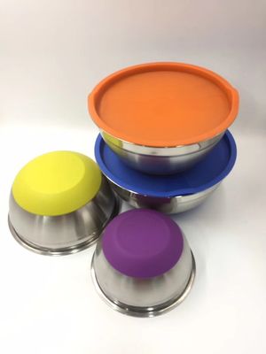Lid 1.25L-5L 실리콘 바닥과 스테인레스 금속 샐러드 그릇