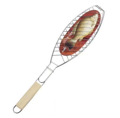 나무 손잡이로 오래간 메쉬를 굽는 OEM ODM 비 스틱 Bbq