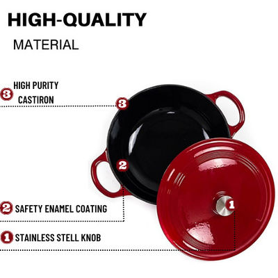 붉은 에나멜 Cast Iron Shallow Casserole와 실리콘 설비 세트