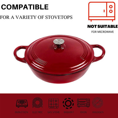 붉은 에나멜 Cast Iron Shallow Casserole와 실리콘 설비 세트