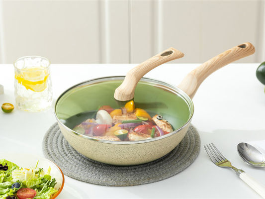 템퍼드 글라스 Lid와 비 점착 코팅과 13Inch 중국 알루미늄 중국 요리용 냄비 팬