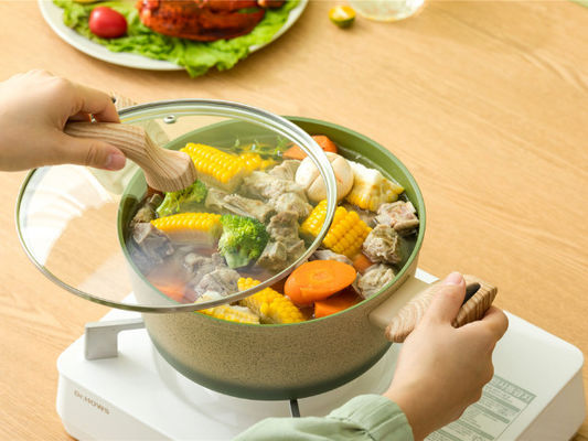열 저항성 핸들과 유리 덮개와 고성능 알루미늄 캐서롤 팬 비 스틱