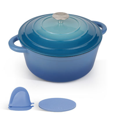 6 쿼트 에나메일 된 Cast Iron Dutch 오븐 뚜?? 과 함께 휴일 요리와 야외 모험을위한 완벽한