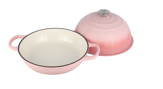 6QT 핑크 에나멜 합금 철 네덜란드 오븐