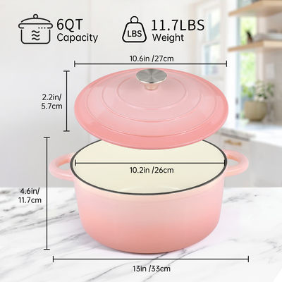 5.5Qt 에나메일 된 Cast Iron Dutch 오븐 - 빵과 소화물을 구하기 위해 완벽, 오븐 안전